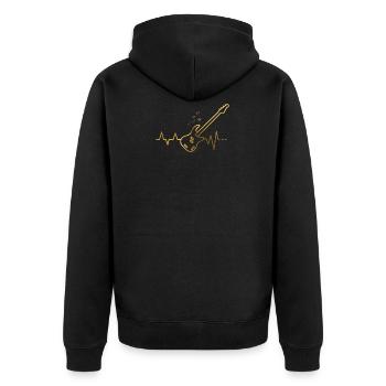 Gitarre Heartbeat Gold Geschenk - Unisex Premium Bio Zip Hoodie - Schwarz - Hinten - Nico (187cm)