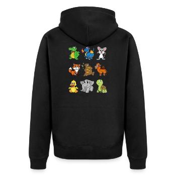 Krokodil Drache Maus Kamel Fuchs Bär Ente Elefant - Unisex Premium Bio Zip Hoodie - Schwarz - Hinten - Nico (187cm)