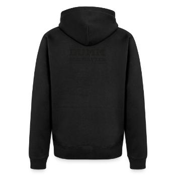 Dummschwätzer - Pfälzer Dialekt - Unisex Premium Bio Zip Hoodie - Schwarz - Hinten - Nico (187cm)