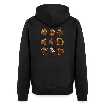 Thanksgiving Truthahn Pute Erntedankfest - Unisex Premium Bio Zip Hoodie - Schwarz - Hinten - Nico (187cm)
