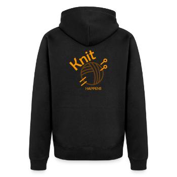 Stricken Nähen Handarbeit Hobby - Unisex Premium Bio Zip Hoodie - Schwarz - Hinten - Nico (187cm)