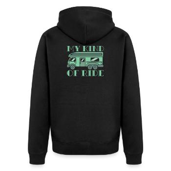 Wohnmobil Camping Car - Unisex Premium Bio Zip Hoodie - Schwarz - Hinten - Nico (187cm)