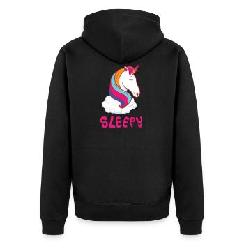Einhorn Schlafen Unicorn Sleep Geschenk - Unisex Premium Bio Zip Hoodie - Schwarz - Hinten - Nico (187cm)
