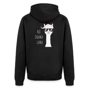 No Drama Lama - Unisex Premium Bio Zip Hoodie - Schwarz - Hinten - Nico (187cm)