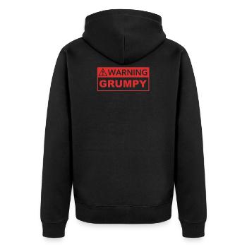 Warning grumpy - Unisex Premium Organic Zip Hoodie - black - Back - Nico (187cm)