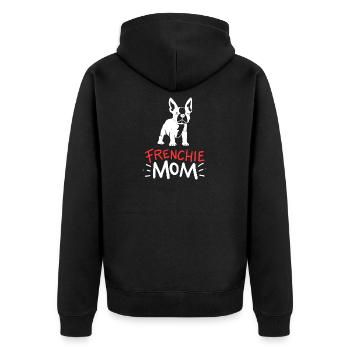 Französische Bulldogge Mama Frenchie Mom Geschenk - Unisex Premium Bio Zip Hoodie - Schwarz - Hinten - Nico (187cm)