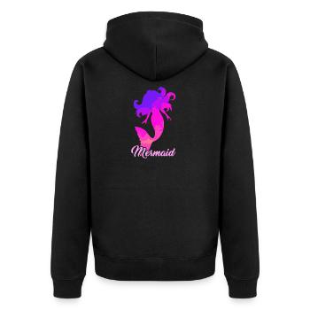 Meerjungfrau Seejungfrau Nixe Märchen - Unisex Premium Bio Zip Hoodie - Schwarz - Hinten - Nico (187cm)