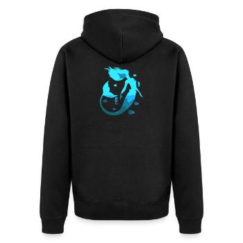 Meerjungfrau Seejungfrau Nixe Märchen - Unisex Premium Bio Zip Hoodie - Schwarz - Hinten - Nico (187cm)