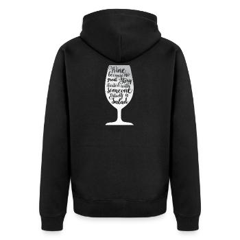 Wein - Unisex Premium Bio Zip Hoodie - Schwarz - Hinten - Nico (187cm)