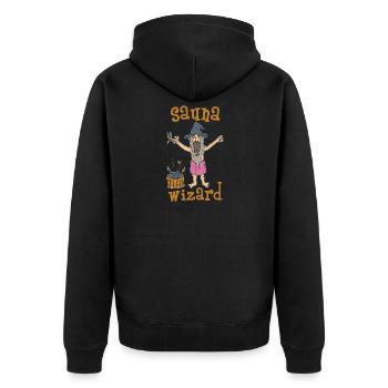 Sauna Hexe - Unisex Premium Bio Zip Hoodie - Schwarz - Hinten - Nico (187cm)