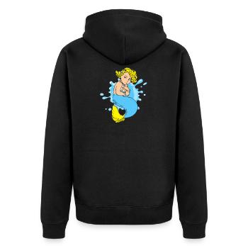Meerjungfrau Seejungfrau Nixe Märchen - Unisex Premium Bio Zip Hoodie - Schwarz - Hinten - Nico (187cm)