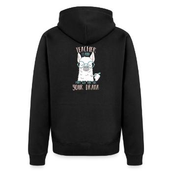 Teacher Llama - Unisex Premium Bio Zip Hoodie - Schwarz - Hinten - Nico (187cm)