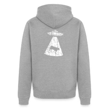 Ufo Entführung Kühe - Unisex Premium Bio Zip Hoodie - Grau meliert - Hinten - Nico (187cm)