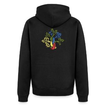 Baum Eiche Wald Naturliebhaber Äste Geschenk - Unisex Premium Bio Zip Hoodie - Schwarz - Hinten - Nico (187cm)