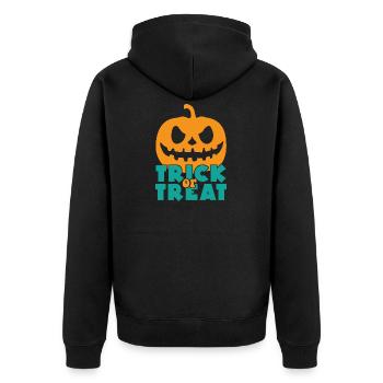 Trick or treat gift Halloween saying - Unisex Premium Organic Zip Hoodie - black - Back - Nico (187cm)