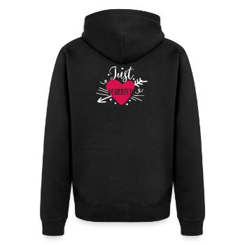 Just Married - Just Married Wedding - Unisex Premium Organic Zip Hoodie - black - Back - Nico (187cm)