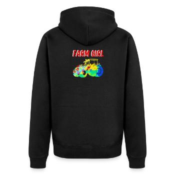 FARM GIRL - Unisex Premium Organic Zip Hoodie - black - Back - Nico (187cm)