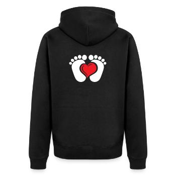 Pieds de bébé avec coeur - Veste à capuche bio Premium Unisexe - noir - Dos - Nico (187cm)