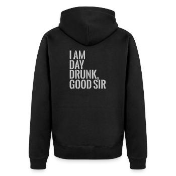 T-shirt Jour de la fête du travail ivre - Veste à capuche bio Premium Unisexe - noir - Dos - Nico (187cm)