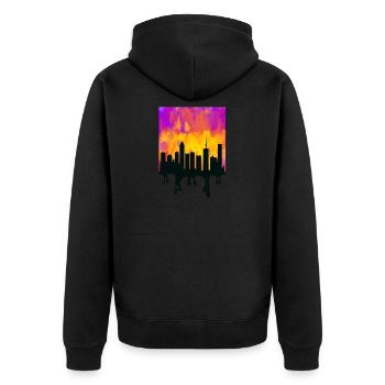 Colorful, artful style T-shirt - Unisex Premium Organic Zip Hoodie - black - Back - Nico (187cm)