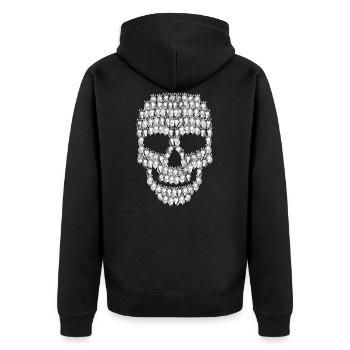 Totenkopf Einhörner | Fabelwesen Regenbogen Kopf - Unisex Premium Bio Zip Hoodie - Schwarz - Hinten - Nico (187cm)