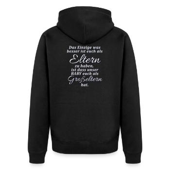 Pregnancy notice for parents - Unisex Premium Organic Zip Hoodie - black - Back - Nico (187cm)