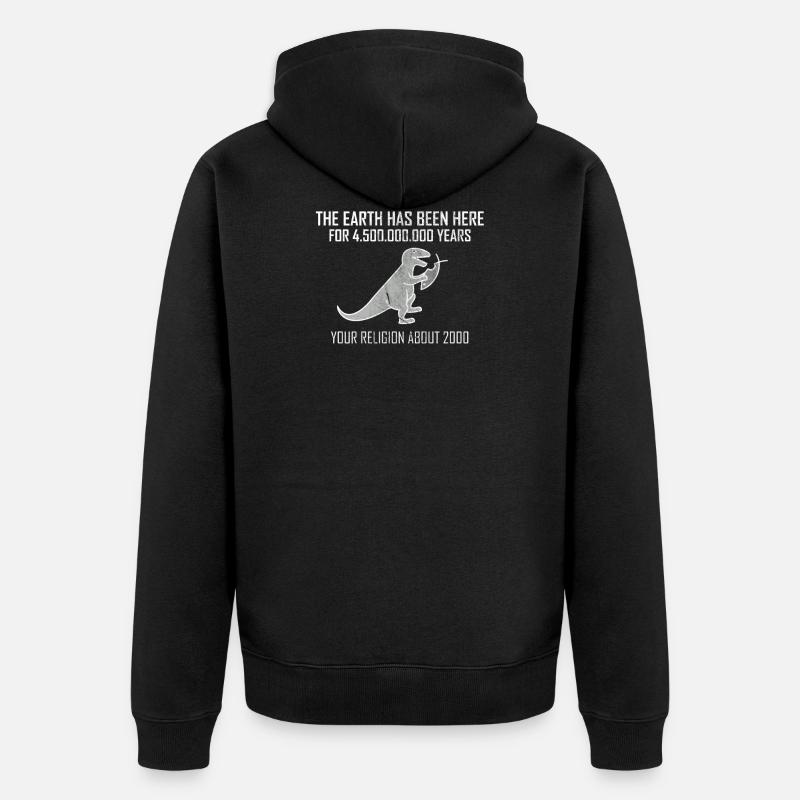 Athéisme Dinosaure vs Religion Cadeau de poisson - Veste à capuche bio Premium Unisexe - noir