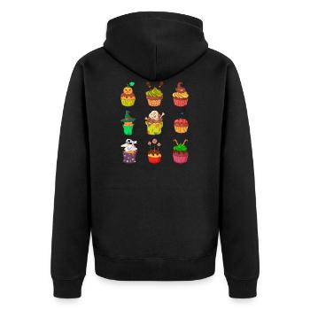 Halloween Cupcake Muffin Kuchen Backen Süßigkeiten - Unisex Premium Bio Zip Hoodie - Schwarz - Hinten - Nico (187cm)