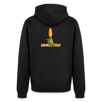 Einrad - Unisex Premium Bio Zip Hoodie - Schwarz - Hinten - Nico (187cm)