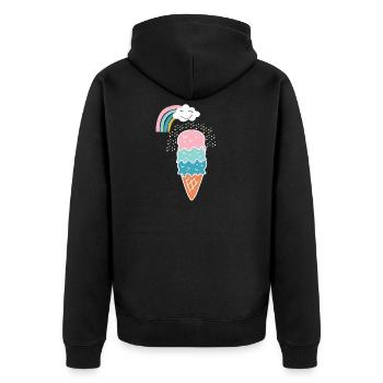 Niedliches Regenbogen-Eiscreme-Geschenk - Unisex Premium Bio Zip Hoodie - Schwarz - Hinten - Nico (187cm)