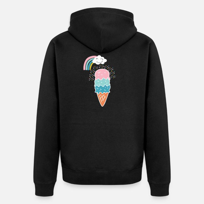 Niedliches Regenbogen-Eiscreme-Geschenk - Unisex Premium Bio Zip Hoodie - Schwarz