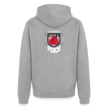 Mon entraînement-packs un coup de poing - Veste à capuche bio Premium Unisexe - gris chiné - Dos - Nico (187cm)