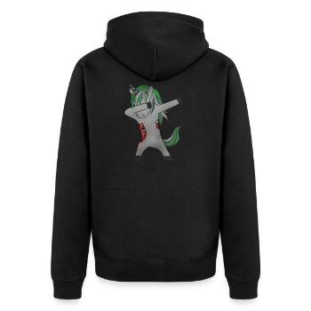 Halloween Dabbing Zombie Unicorn - Unisex Premium Organic Zip Hoodie - black - Back - Nico (187cm)
