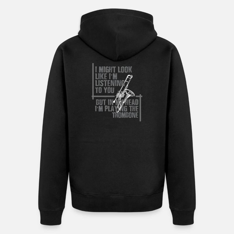 Trombone playing in my Head - Unisex Premium Bio Zip Hoodie - Schwarz