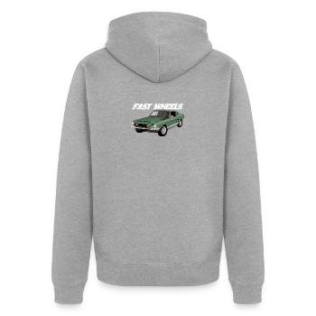M U S T A N G SHELBY 350 Geschenk - Unisex Premium Bio Zip Hoodie - Grau meliert - Hinten - Nico (187cm)