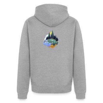 Montagnes de randonnée - Veste à capuche bio Premium Unisexe - gris chiné - Dos - Nico (187cm)