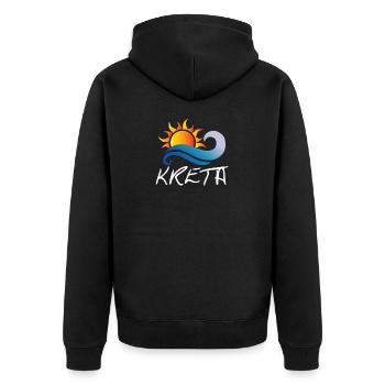 Kreta - Unisex Premium Bio Zip Hoodie - Schwarz - Hinten - Nico (187cm)