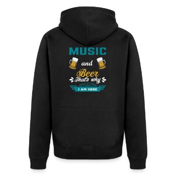 Musik und Bier Shirt Festival - Unisex Premium Bio Zip Hoodie - Schwarz - Hinten - Nico (187cm)