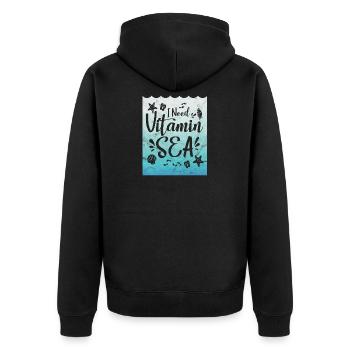 Jeu de mots cadeaux disant vacances Vitamines Sea Party - Veste à capuche bio Premium Unisexe - noir - Dos - Nico (187cm)