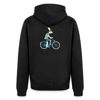 Hase Kaninchen Fahrrad Geschenk Radsport Radtour - Unisex Premium Bio Zip Hoodie - Schwarz - Hinten - Nico (187cm)