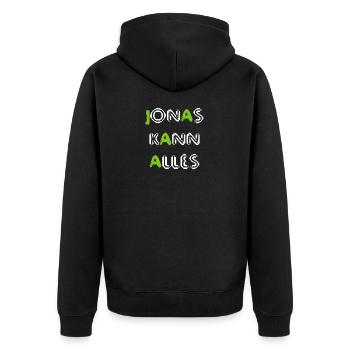 Jonas - Unisex Premium Bio Zip Hoodie - Schwarz - Hinten - Nico (187cm)