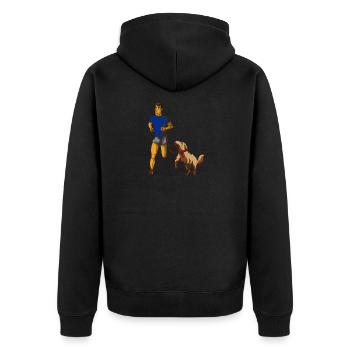 Laufen mit Hund - Unisex Premium Bio Zip Hoodie - Schwarz - Hinten - Nico (187cm)