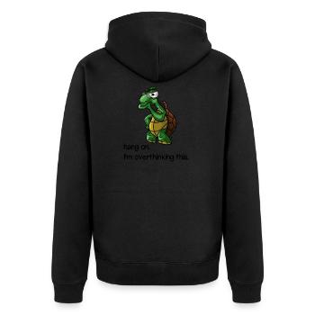 Schildkröte - Unisex Premium Bio Zip Hoodie - Schwarz - Hinten - Nico (187cm)