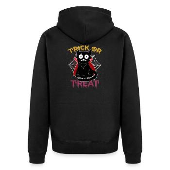 Katze Vampir Trick or Treat Kürbis Halloween Kind - Unisex Premium Bio Zip Hoodie - Schwarz - Hinten - Nico (187cm)