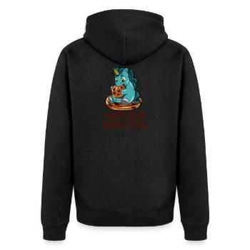 Dickes Einhorn Keks Cookie verfressen Hunger - Unisex Premium Bio Zip Hoodie - Schwarz - Hinten - Nico (187cm)