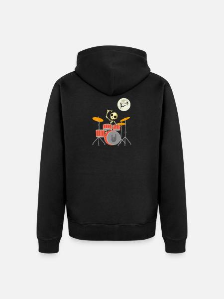 Skeleton Drummer Halloween Gift - Unisex Premium Organic Zip Hoodie - black