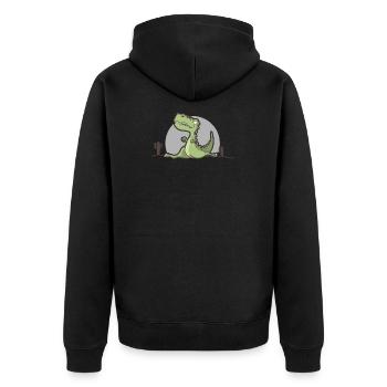 Turnen T-Rex Gymnastik Spagat Kontortionist Dino - Unisex Premium Bio Zip Hoodie - Schwarz - Hinten - Nico (187cm)