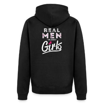Real Men make Girls - babylove - Unisex Premium Organic Zip Hoodie - black - Back - Nico (187cm)