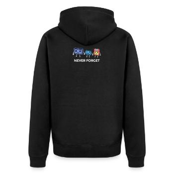 Kassette Diskette VHS Retro Kindheitserinnerung - Unisex Premium Bio Zip Hoodie - Schwarz - Hinten - Nico (187cm)