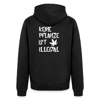 Keine Pflanze ist Illegal Cannabisblatt Geschenke - Unisex Premium Bio Zip Hoodie - Schwarz - Hinten - Nico (187cm)